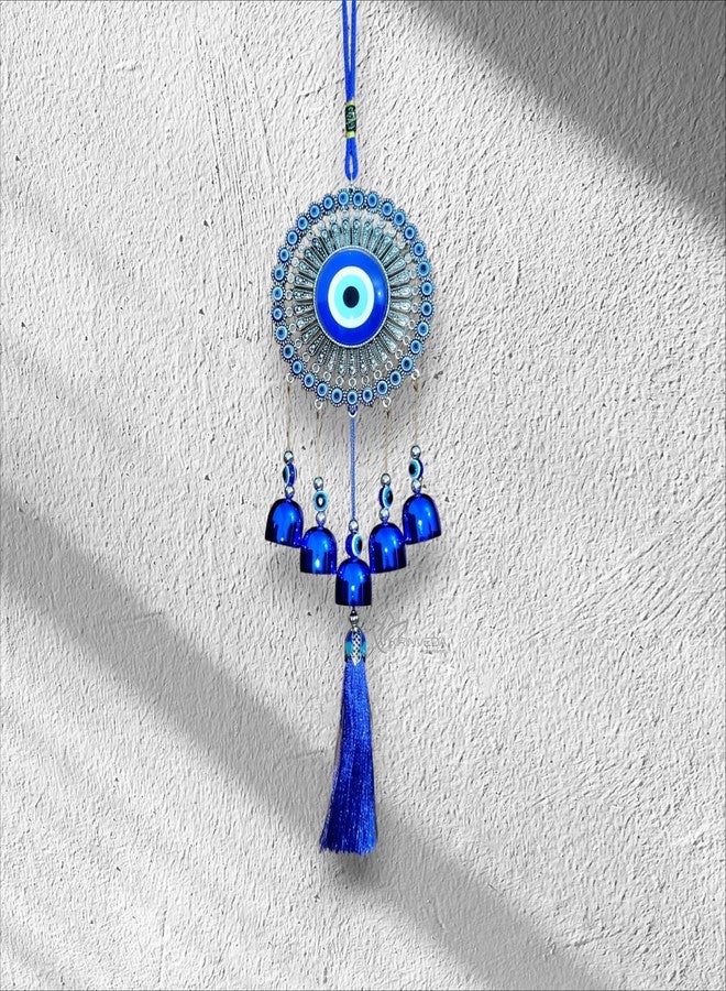 KIRINVEDA 5 Bells Wind Chimes Door Decoration, Nazar Battu for Home Positive Energy, Evil Eye Hanging for Home and Office, Evil Eye Home Decor Items, Hanging Decorative Items for Home - Image 2